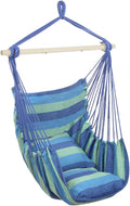 ONCLOUD Hammock Chair Hanging Rope Swing, Load Capacity Up to 550 LBS Macrame Hammock Swing Seat with Two Cushions, Hammock Seats with Portable Steel Spreader Bar for Indoor/Outdoor, Black wourant