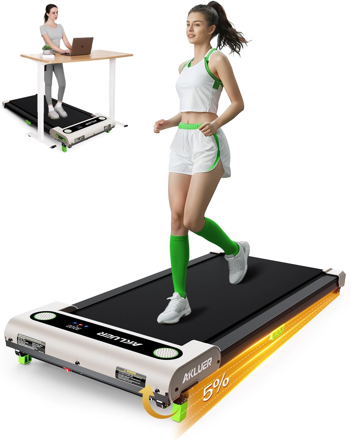 Akluer Inclined Home Treadmill 2.5 HP Small Under-Desk Treadmill with Remote Control and LED Display wourant