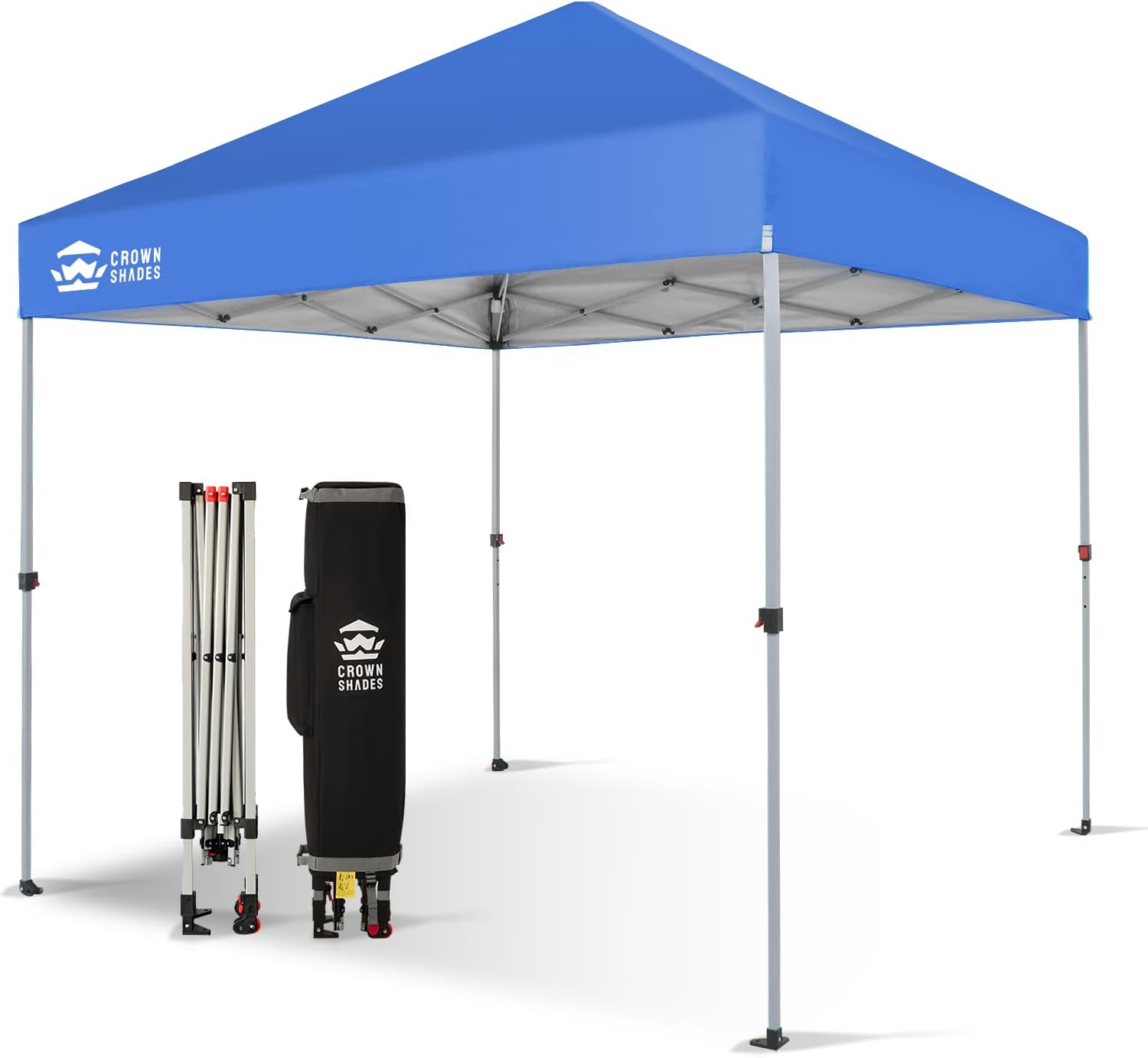 10x10 Pop-Up Awning - One-Click Installation Beach Tent - Outdoor Sunshade Silver Coated Top, 3 Heights and 4 Sand Pockets wourant