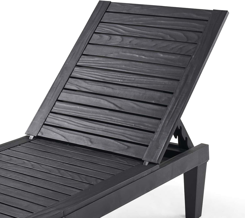 Patio Chairs - Black Chaise Lounge Chair Outdoor 5-Position Adjustable Sun Tanning Chair Waterproof Pool Lounge Chairs Set of 2 Reclining Lawn Chair, Lightweight Outdoor Lounge Chairs wourant