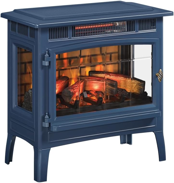 Freestanding Electric Fireplace Stove Heater with 3D Flame Effect for 1,000 Sq. Ft wourant