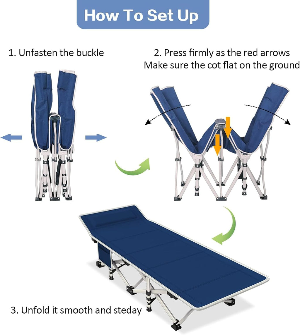 2-pack camping cots with mattresses, comfortable sleeping beds, adult camping cots, 2-person folding beds, heavy-duty sleeping beds wourant