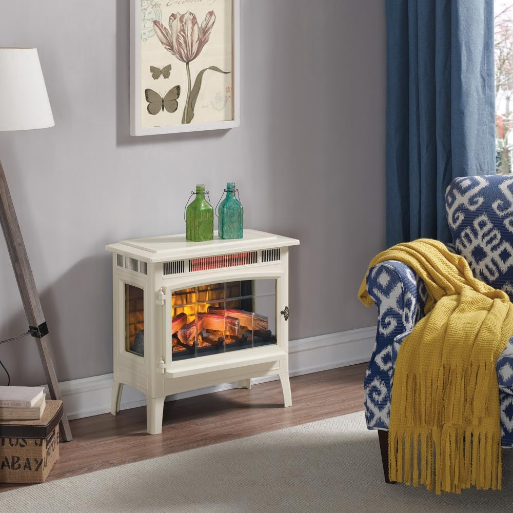 Freestanding Electric Fireplace Stove Heater with 3D Flame Effect for 1000 Sq. Ft wourant