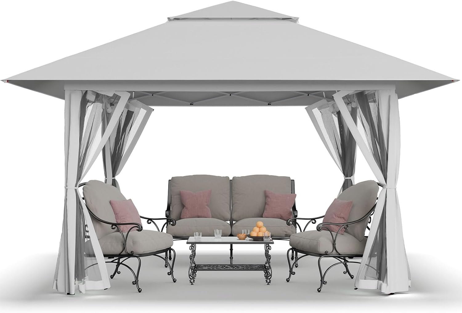 CROWN SHADES 13x13 Pop Up Gazebo, Canopy Tent, Gazebos on Clearance - Outdoor Gazebo for Backyard & Patio Furniture - Carpa Pop Up Tent with Wheeled STO-N-Go Cover Bag (White) wourant