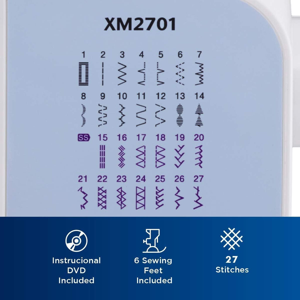 Brother XM2701 Sewing Machine, Lightweight, Full Featured, 27 Stitches, 6 Included Feet wourant