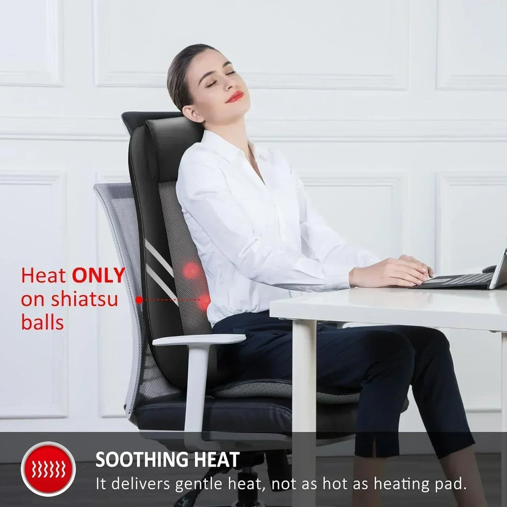 Snailax Shiatsu Massage Cushion with Heat Massage Chair Pad Kneading Back Massager for Home wourant