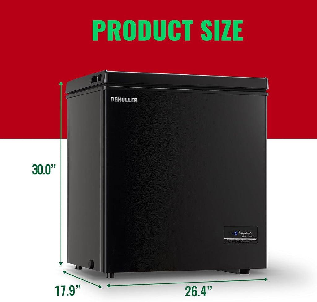 Chest Freezer 5.0Cubic Feet Deep Freezer Freestanding Freezers Removable Stainless Steel Basket wourant
