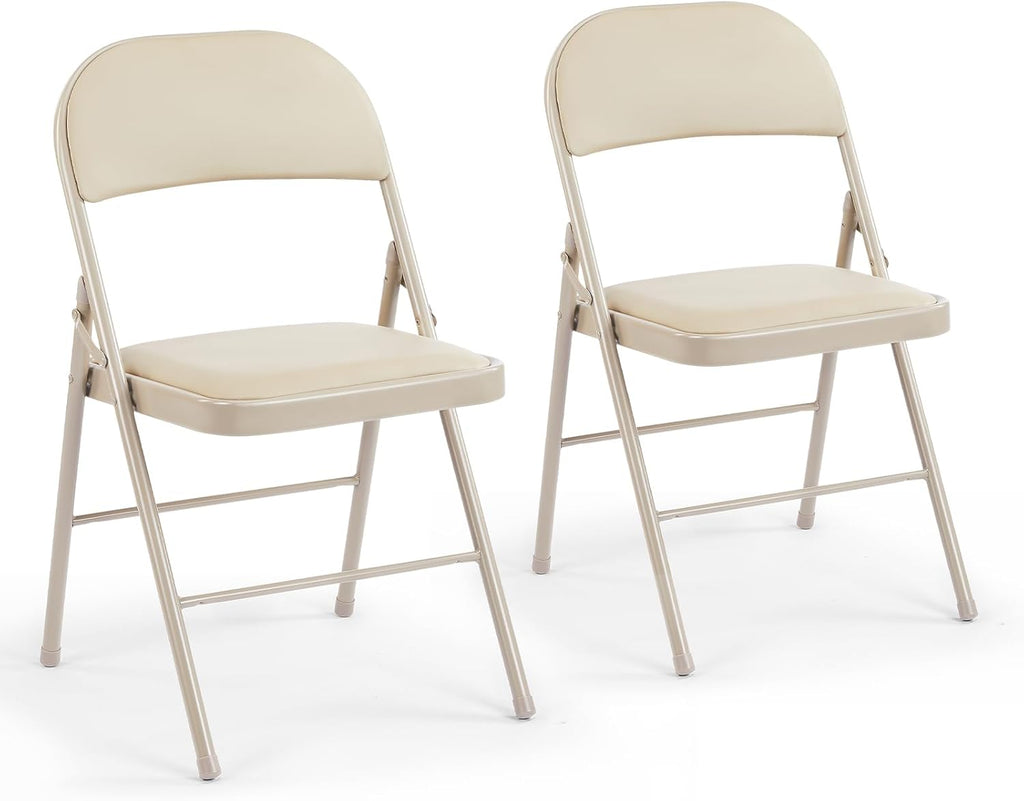 DUMOS 2 Pack Leather Padded Folding Chair, Indoor Outdoor Portable Stackable Commercial Seat wourant