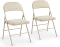 DUMOS 2 Pack Leather Padded Folding Chair, Indoor Outdoor Portable Stackable Commercial Seat wourant
