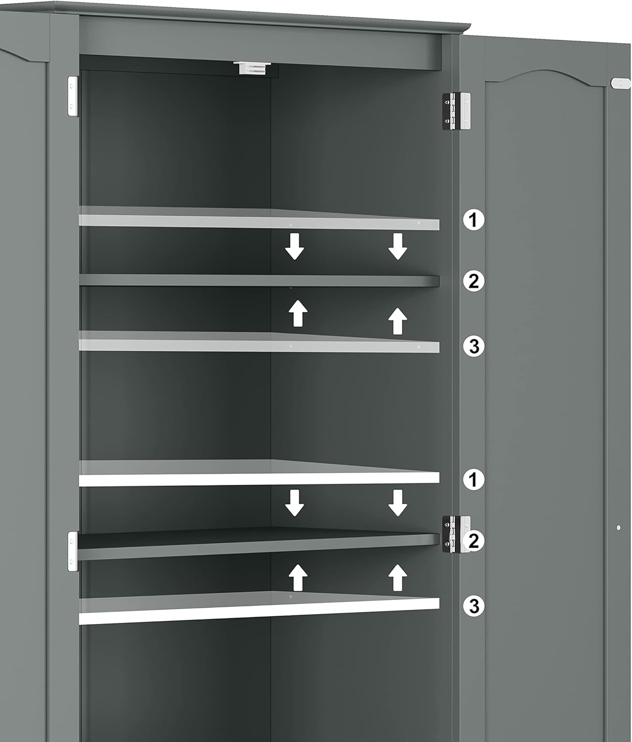 Tall Pantry Cabinet, Freestanding Storage Cabinet, Wooden Kitchen Pantry with 4 Doors and 5 Shelves, 72" Floor Cabinet Organizer wourant