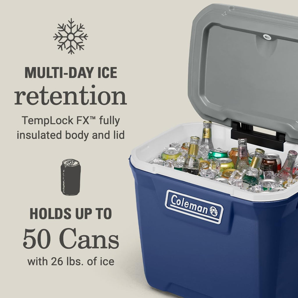 Coleman Classic Series Insulated Portable Wheeled Cooler, Leak-Resistant Outdoor Hard Cooler Keeps Ice up to 5 Days, 100-Quart wourant