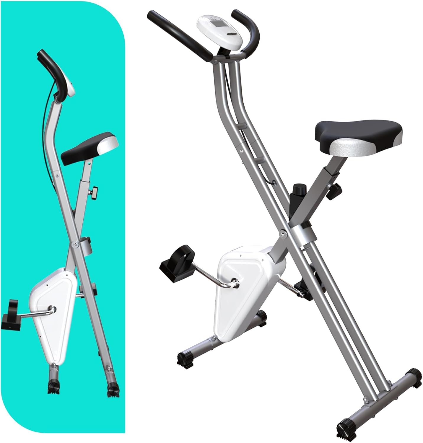 Foldable Exercise Bike Stationary Bikes for Home, 5 IN 1 Indoor Workout Bike, Cycling Bike with 16-Level Quiet Magnetic Resistance, 6.6 LBS Flywheel and 300LBS Capacity, 2025 Designed 817 X-bike wourant