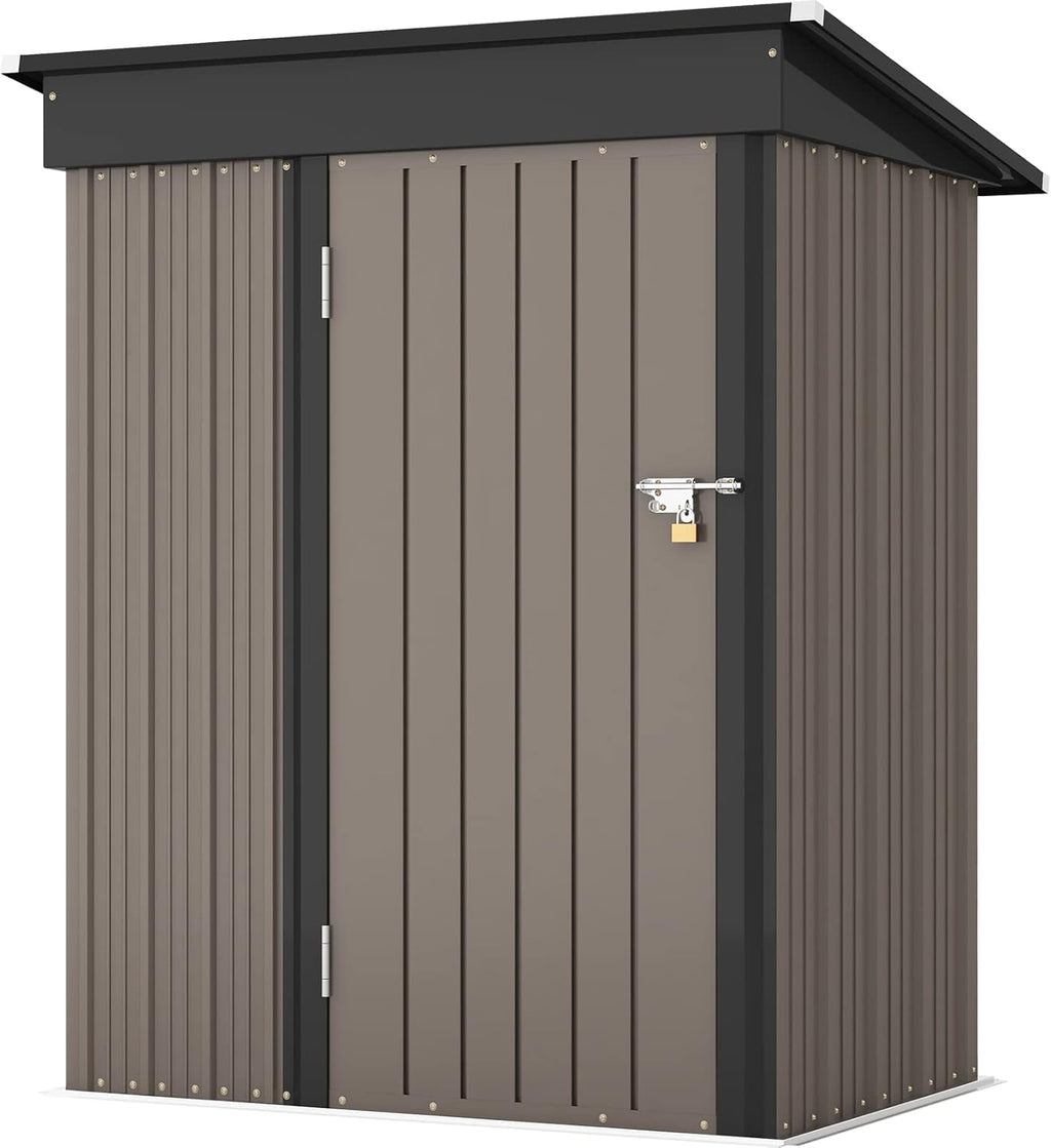 Patiowell 5x3 FT Outdoor Storage Shed Tool Shed with Sloping Roof and Lockable Door Metal Shed wourant