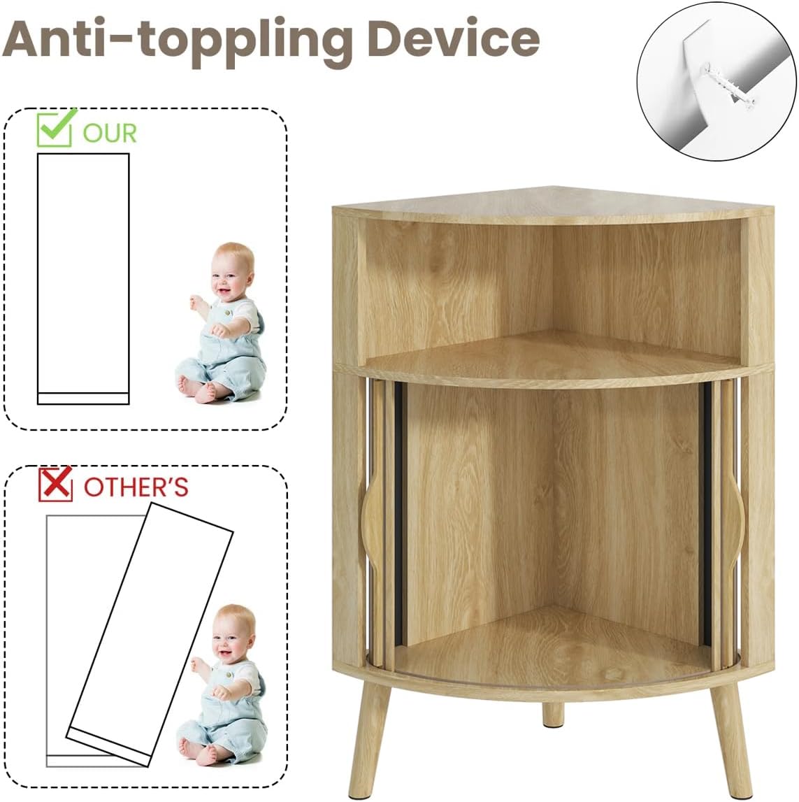 Corner Cabinet, 66.73'' Tall Modern Corner Bathroom Storage Cabinet wourant