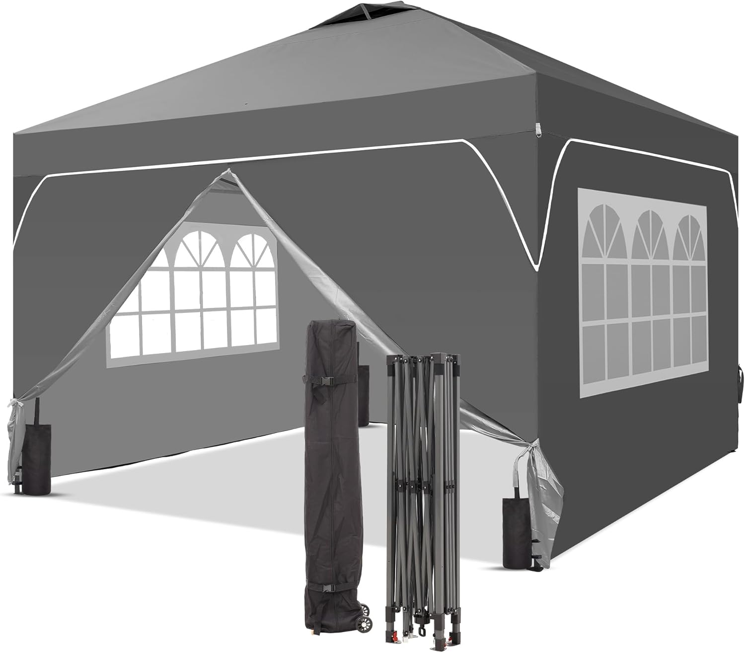 GDY 12x12 Pop Up Canopy Tent with 4 Sidewalls, Easy Set up with One Push Lift Gazebo wourant