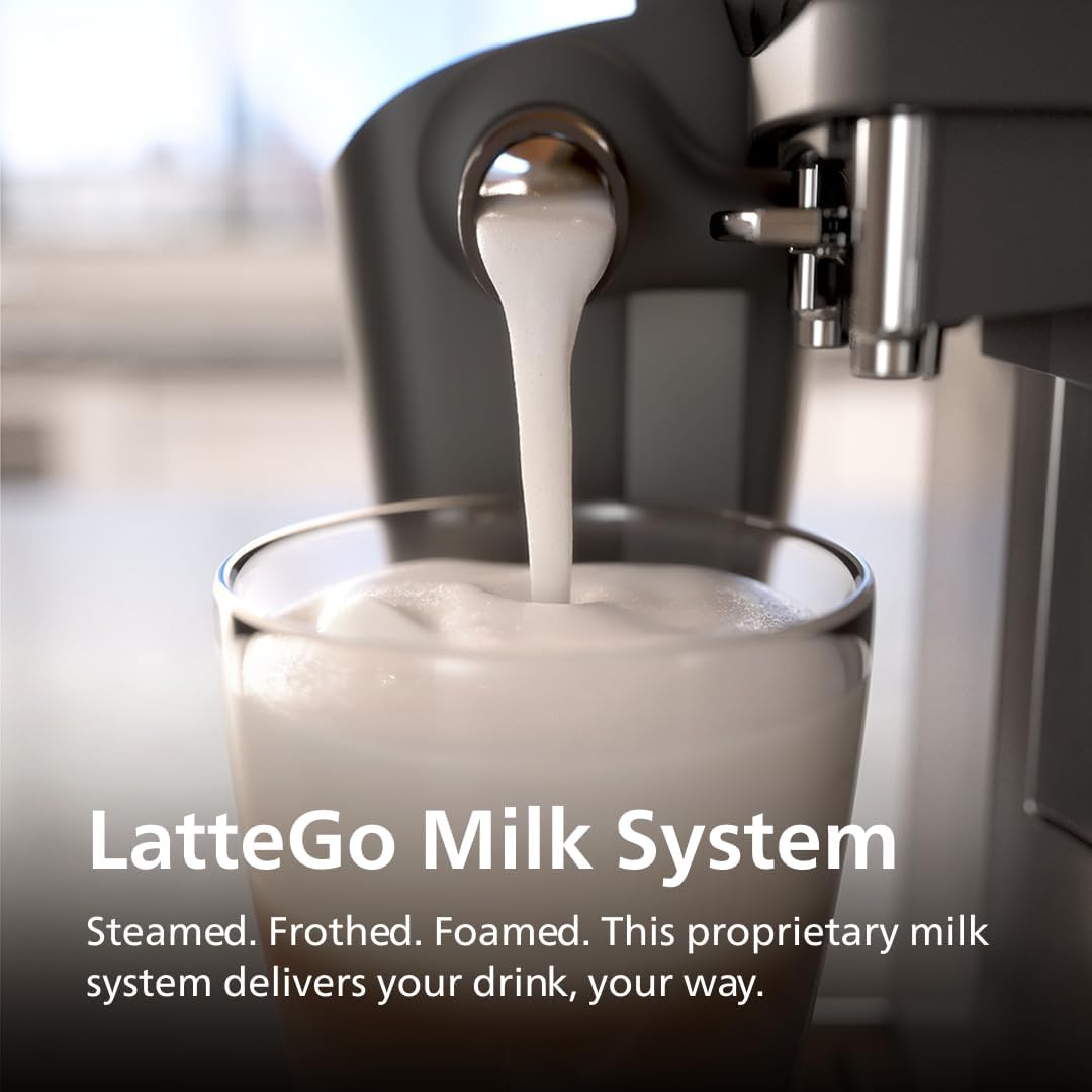 Philips 3200 Series Fully Automatic Espresso Machine, LatteGo Milk Frother, 5 Coffee Varieties, Intuitive Touch Display, 100% Ceramic Grinder, AquaClean Filter, My Coffee Choice, Black (EP3241/54) woonhhop