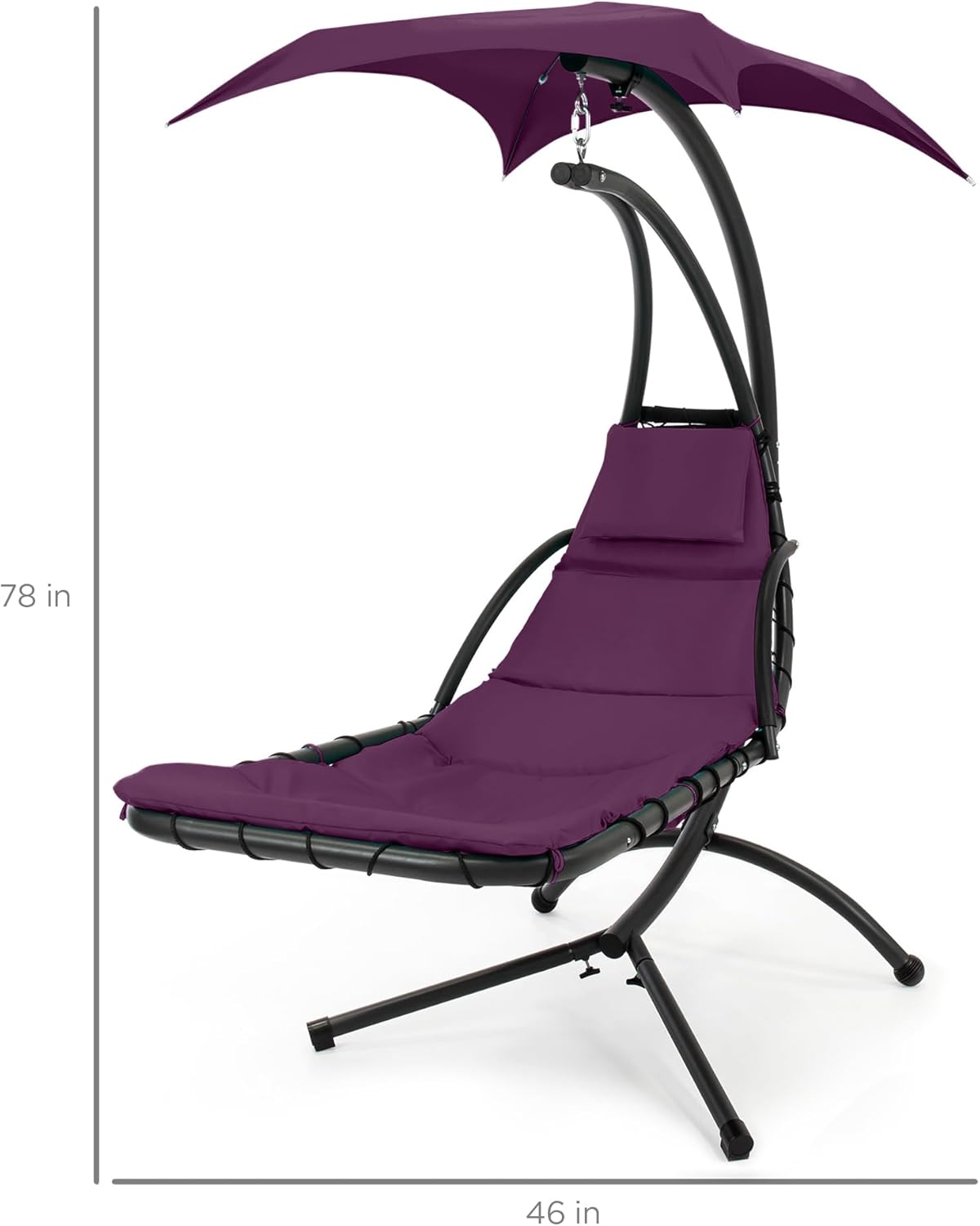 Best Choice Products Outdoor Hanging Curved Steel Chaise Lounge Chair Swing w/Built-in Pillow and Removable Canopy - Teal wourant