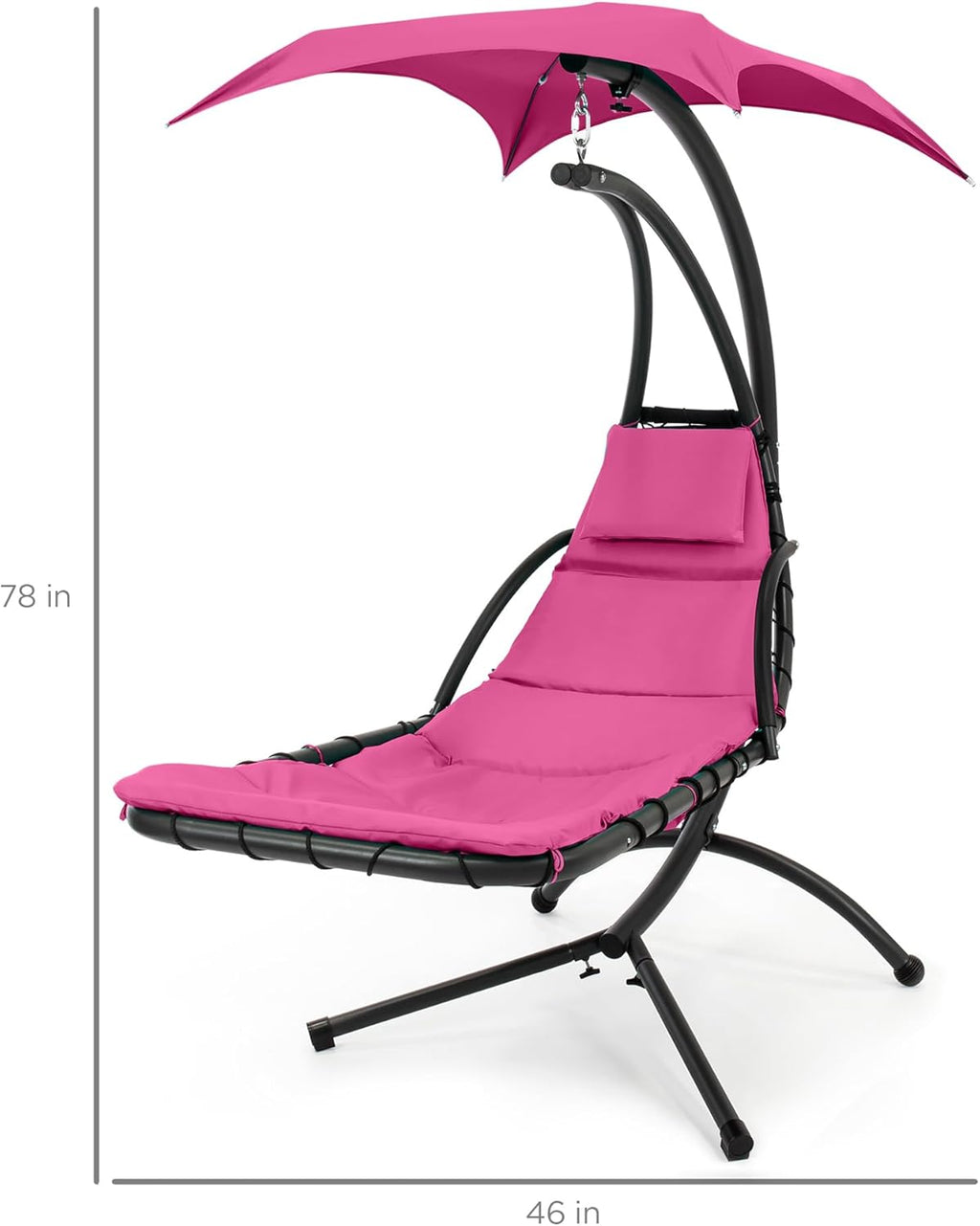 Best Choice Products Outdoor Hanging Curved Steel Chaise Lounge Chair Swing w/Built-in Pillow and Removable Canopy - Teal wourant
