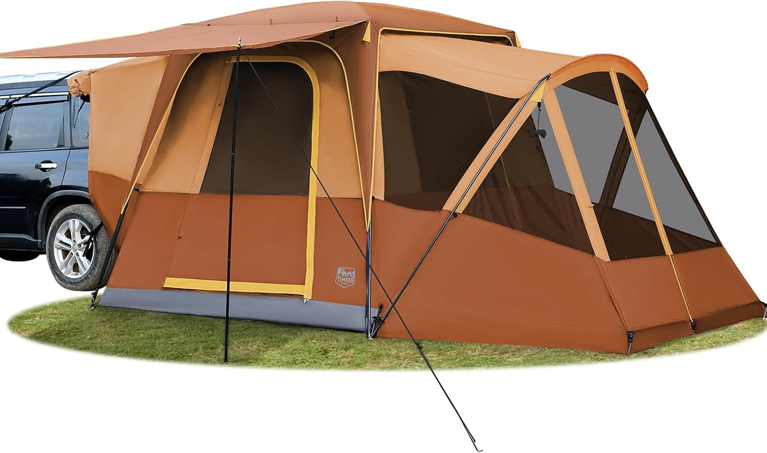 TIMBER RIDGE 5-9 Person SUV Tent with Screen Porch and Awning for Family Camping, Weather Resistant and Portable Van or Car Tent, Includes Rainfly and Storage Bag, 13' W X 10' L X 7.1' H wourant