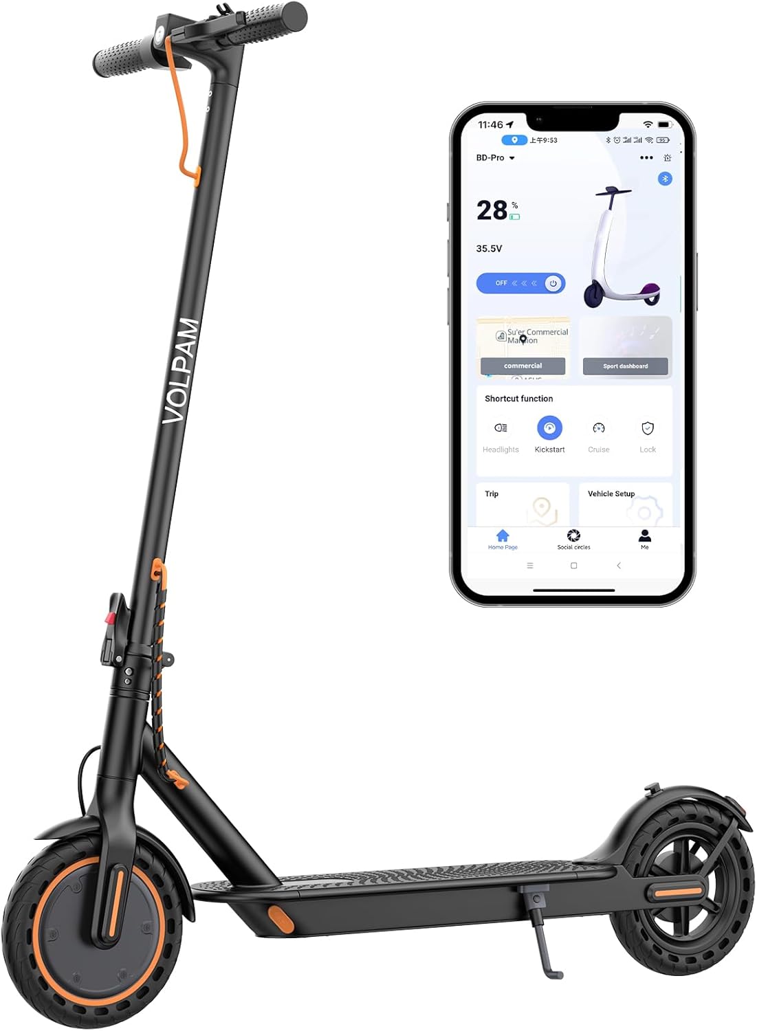 Electric Scooter, 350W/500W Powerful Motor, 8.5"/10" Solid Tires, 19/22Mph, 28/21/12 Miles Range,Dual Braking wourant