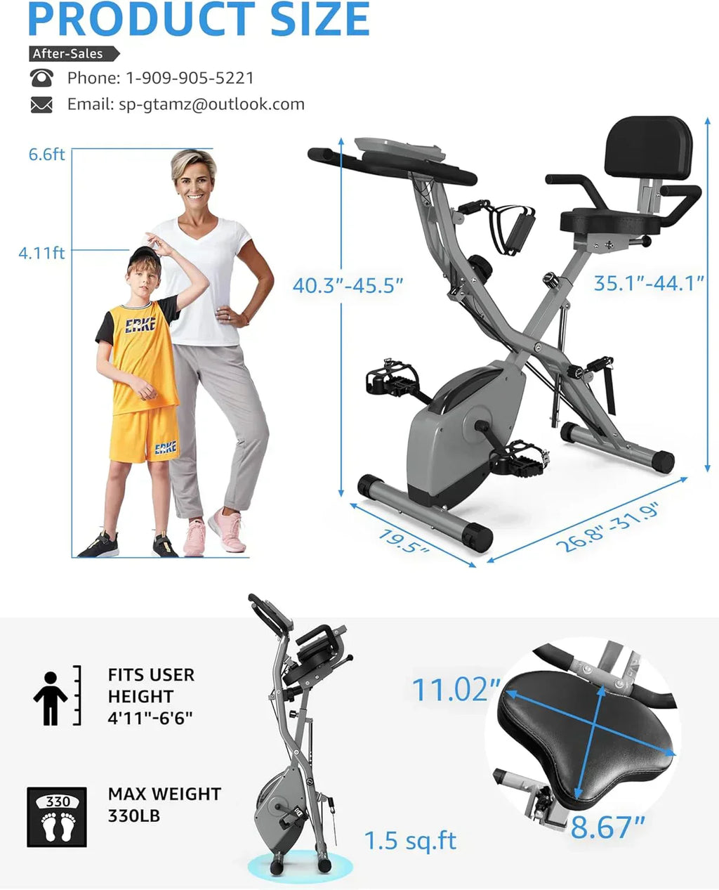 Foldable Exercise Bike Stationary Bikes  5 IN 1 Indoor Workout Cycling Bike Quiet Magnetic Resistance wourant
