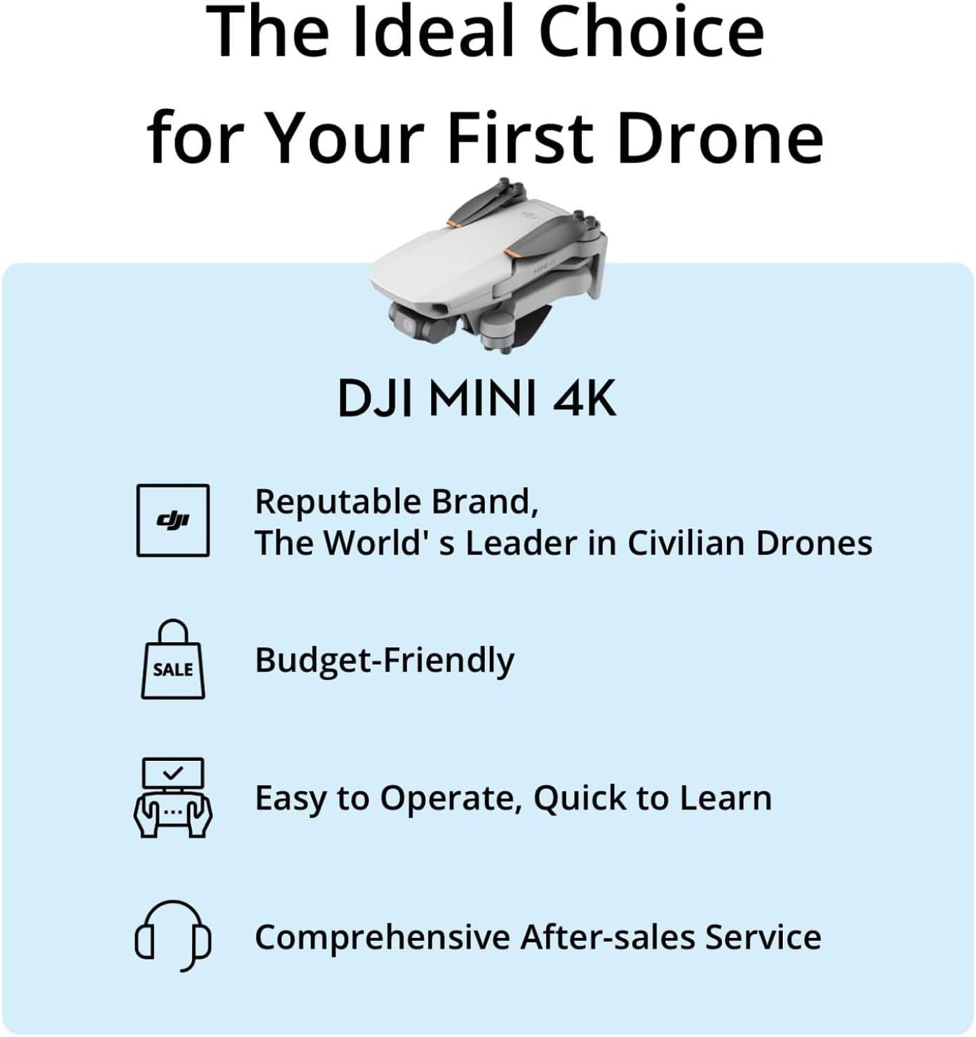 DJI Mini 4K, Drone with 4K UHD Camera for Adults, Under 249 g, 3-Axis Gimbal Stabilization, 10km Video Transmission, Auto Return, Wind Resistance, 1 Battery for 31-Min Max Flight Time, Intelligent Flight wourant