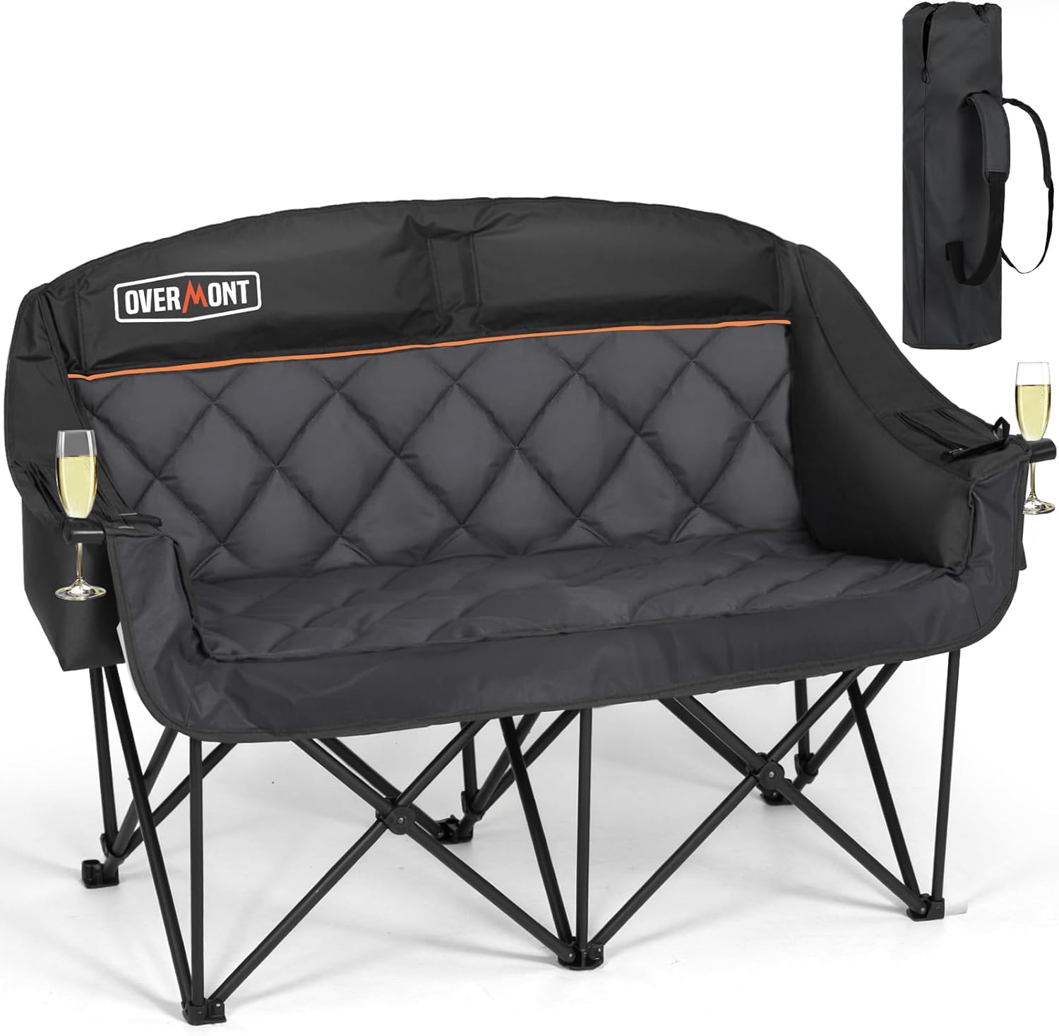 Extra Large Double Camping Chair - 2 Person Comfortable Sofa Chair Adult Loveseat - Heavy Duty Lawn Chair wourant
