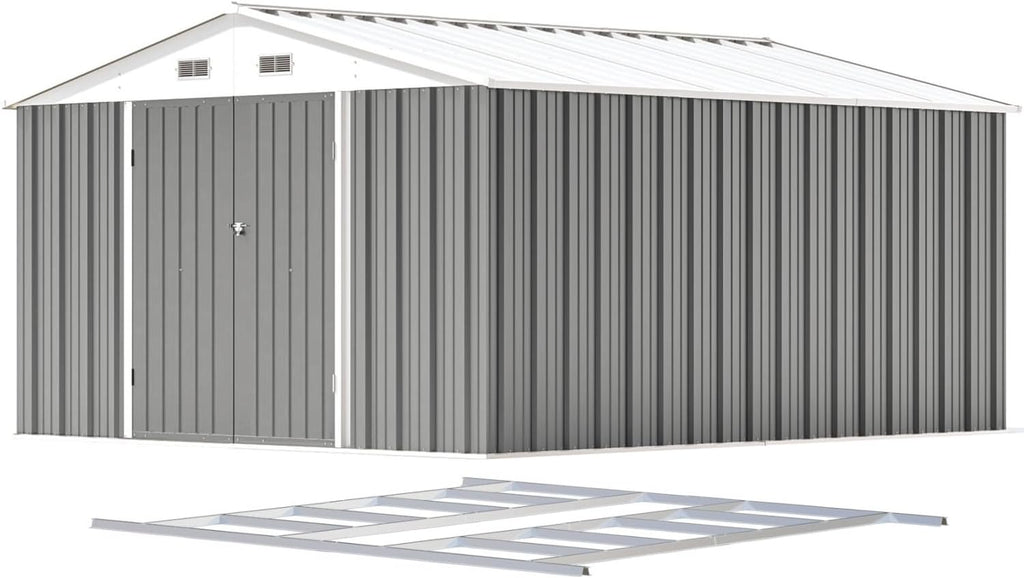 Patiowell 5x3 FT Outdoor Storage Shed Tool Shed with Sloping Roof and Lockable Door Metal Shed wourant