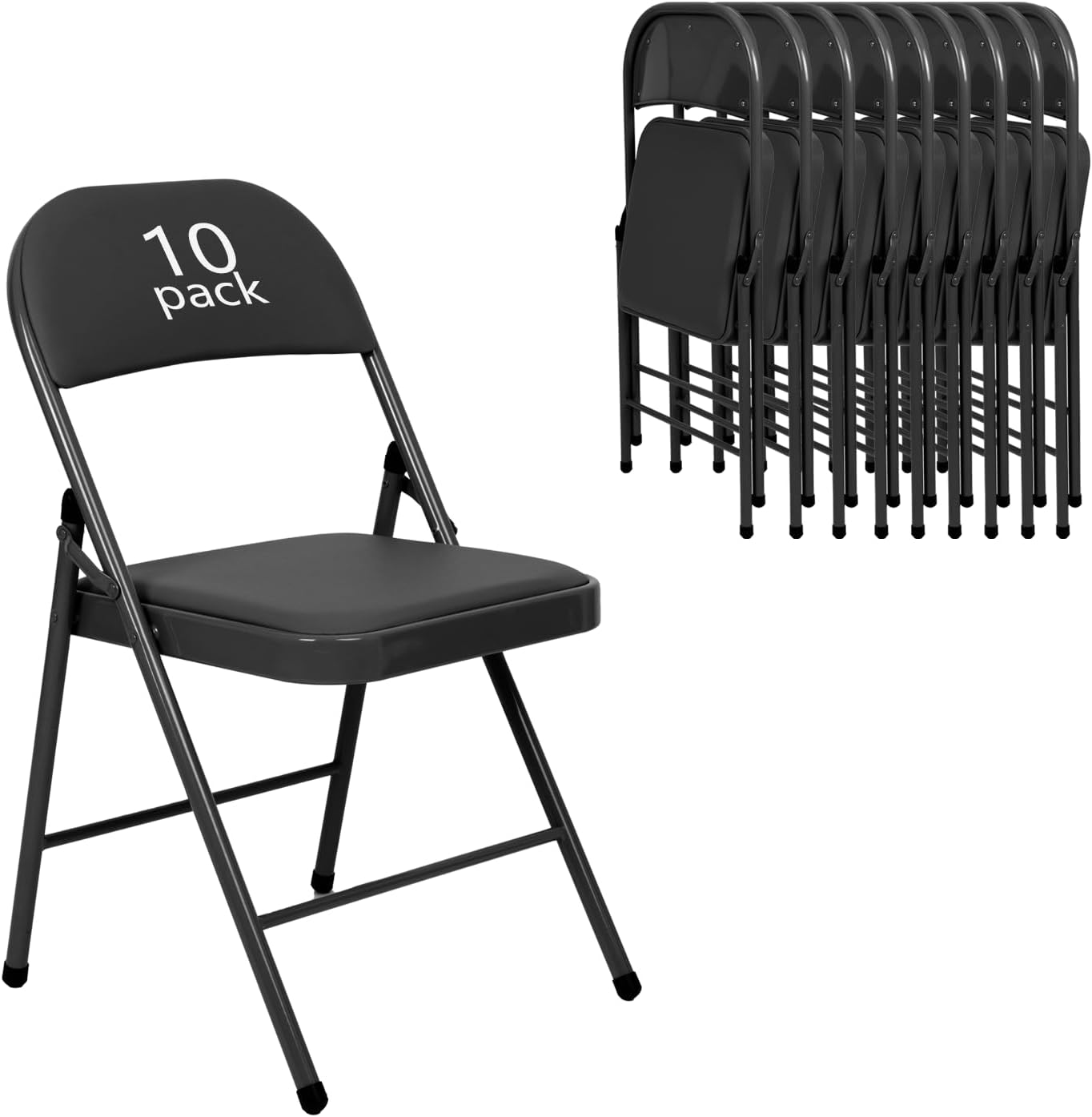 6 Pack Black Folding Chairs with Leather Chairs for Indoor and Outdoor Events Office Wedding Party Upholstered Chairs wourant