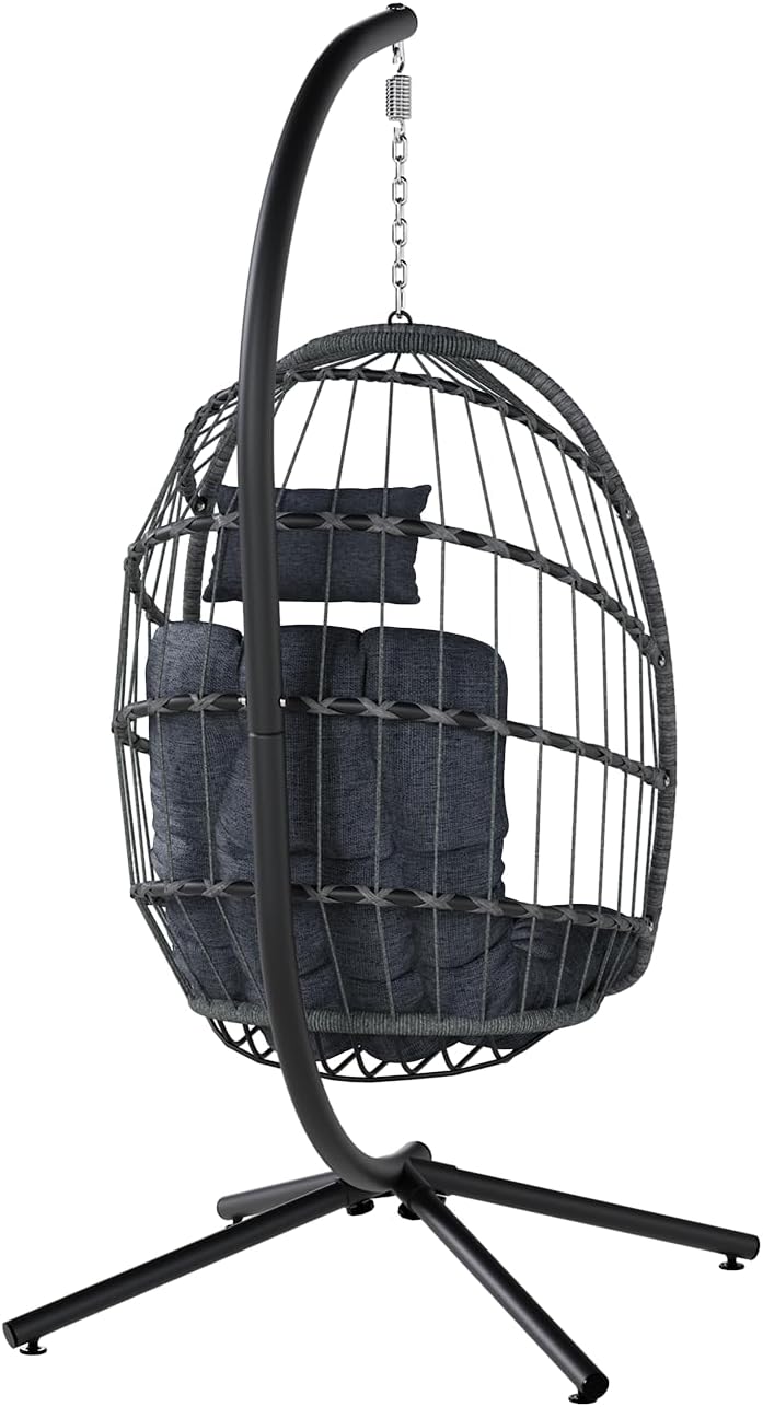 SWITTE Egg Chair Outdoor Indoor Wicker Hanging Egg Swing Chair 350lbs Capacity for Patio wourant
