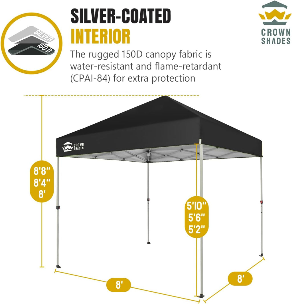 10x10 Pop-Up Awning - One-Click Installation Beach Tent - Outdoor Sunshade Silver Coated Top, 3 Heights and 4 Sand Pockets wourant