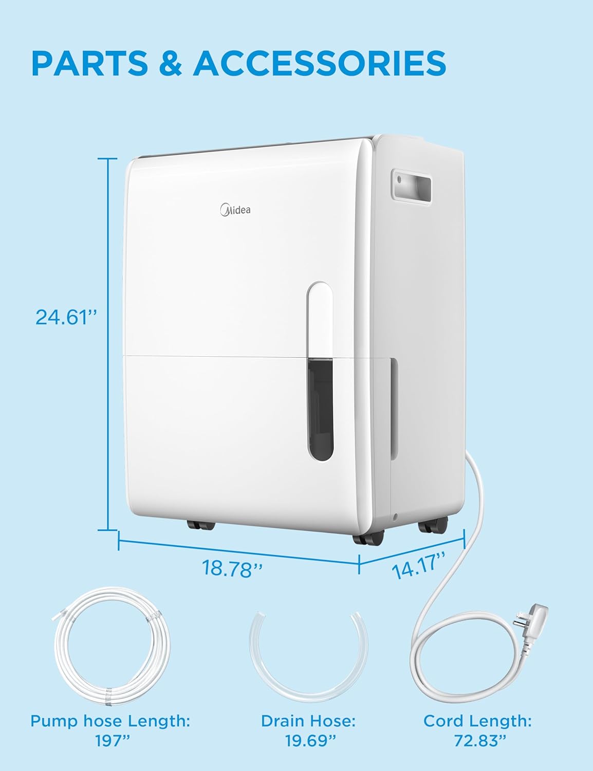Midea 4,500 Sq. Ft. Dehumidifier With Pump Included, Energy Star Certified, 50 Pint - Ideal For Basements, Large & Medium Sized Rooms, And Bathrooms (White) wourant