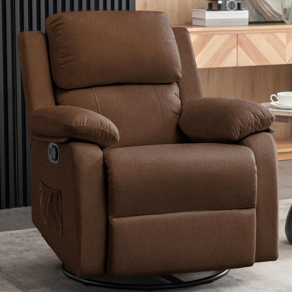 Reclining rocking chair 360 degree rotating fabric sliding reclining chair wourant