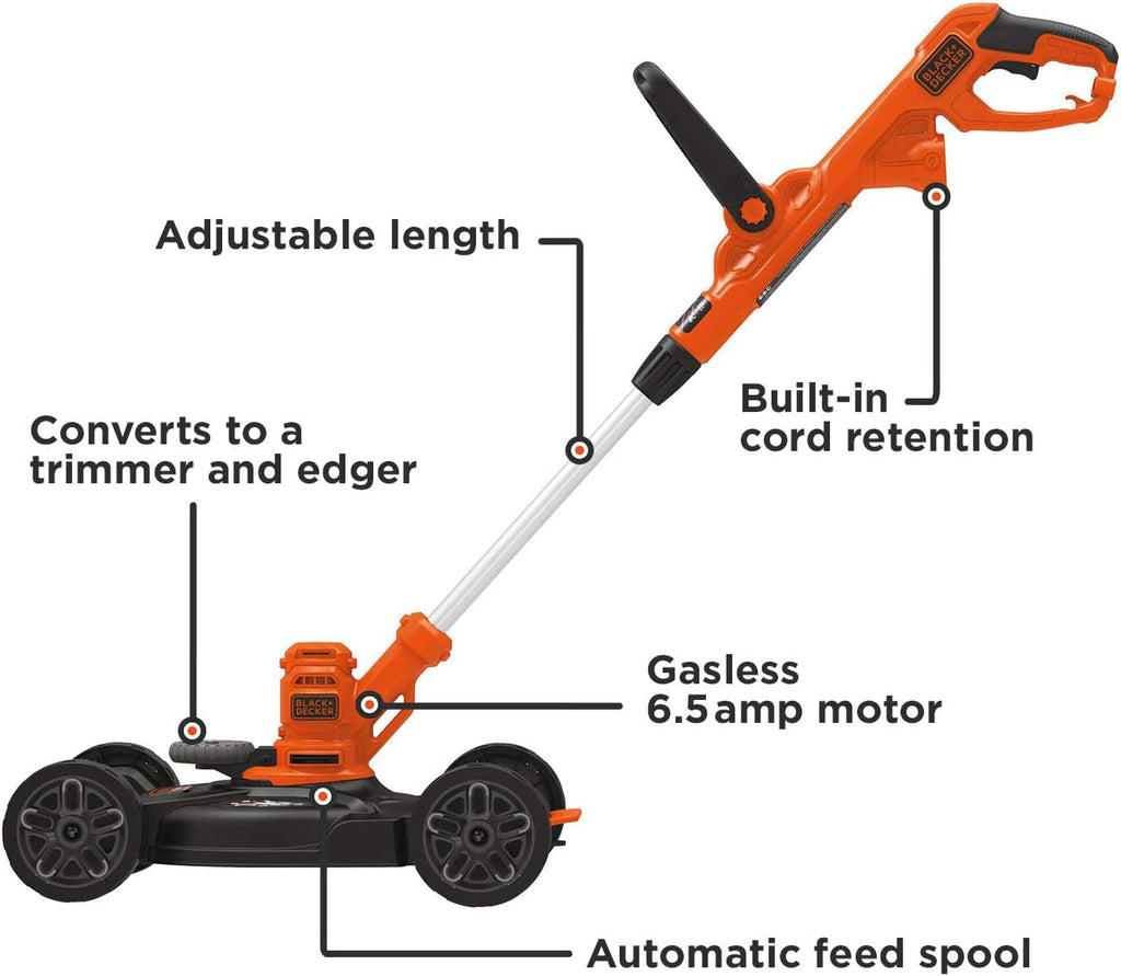 BLACK+DECKER 3-in-1 Corded Lawn Mower, String Trimmer & Edger, 12-Inch (BESTA512CM) wourant