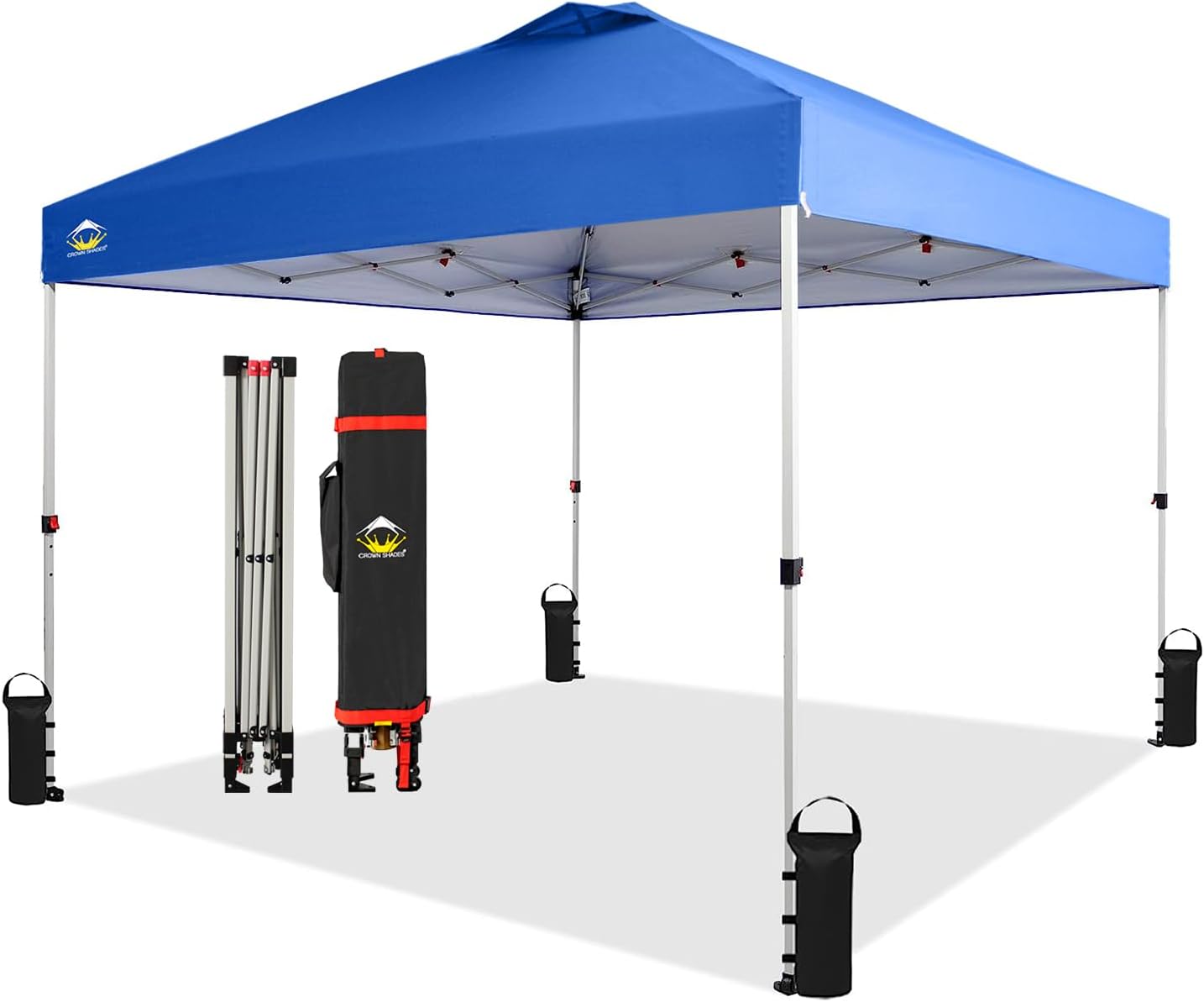 10x10 Pop-Up Awning - One-Click Installation Beach Tent - Outdoor Sunshade Silver Coated Top, 3 Heights and 4 Sand Pockets wourant
