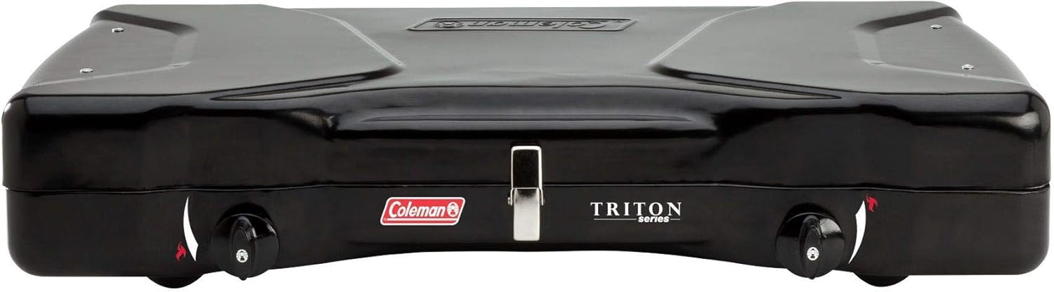 Coleman Triton 2-Burner Propane Stove Portable Camping Cooktop 2 Adjustable Burners Wind Guards wourant