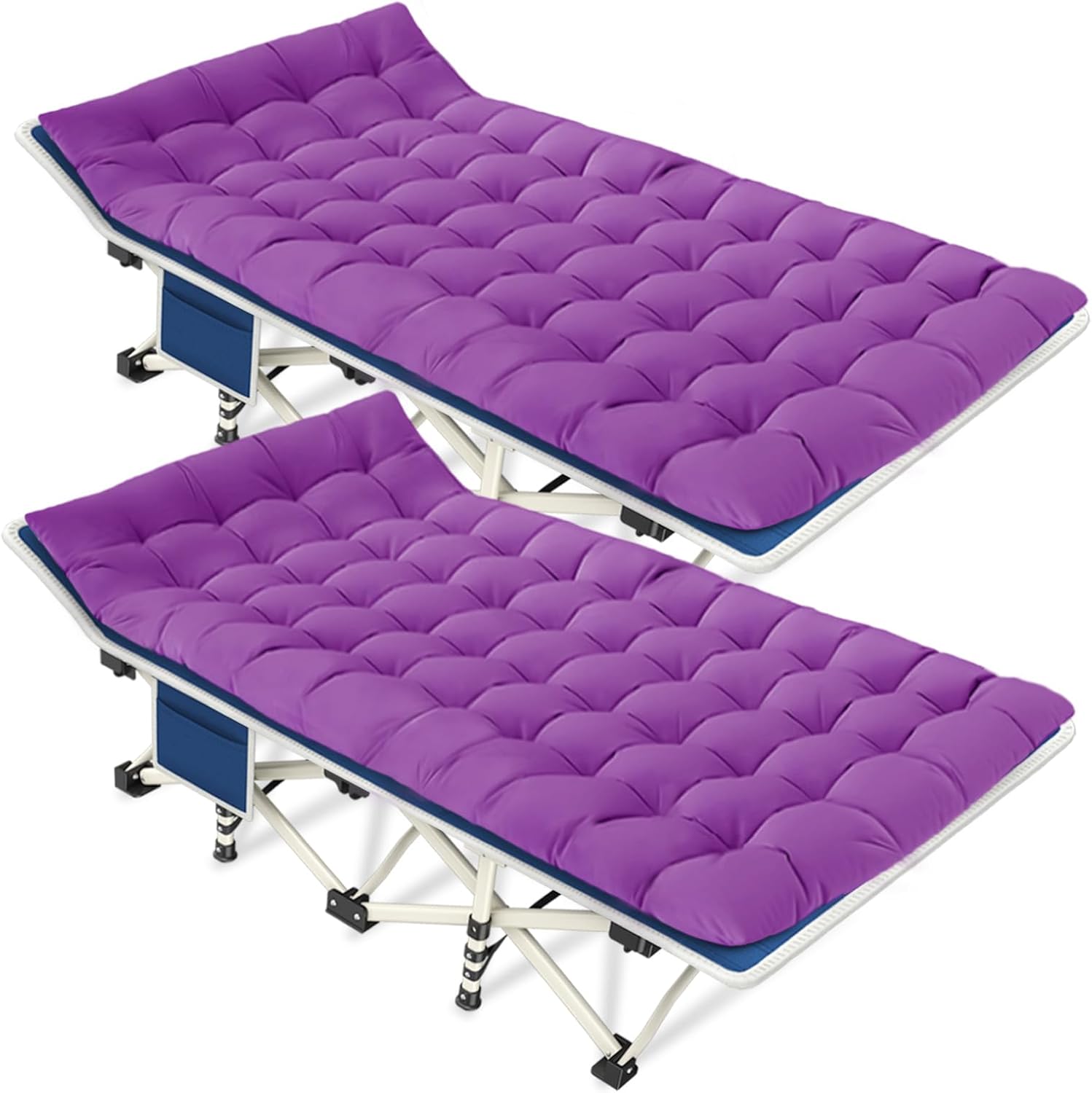2-pack camping cots with mattresses, comfortable sleeping beds, adult camping cots, 2-person folding beds, heavy-duty sleeping beds wourant