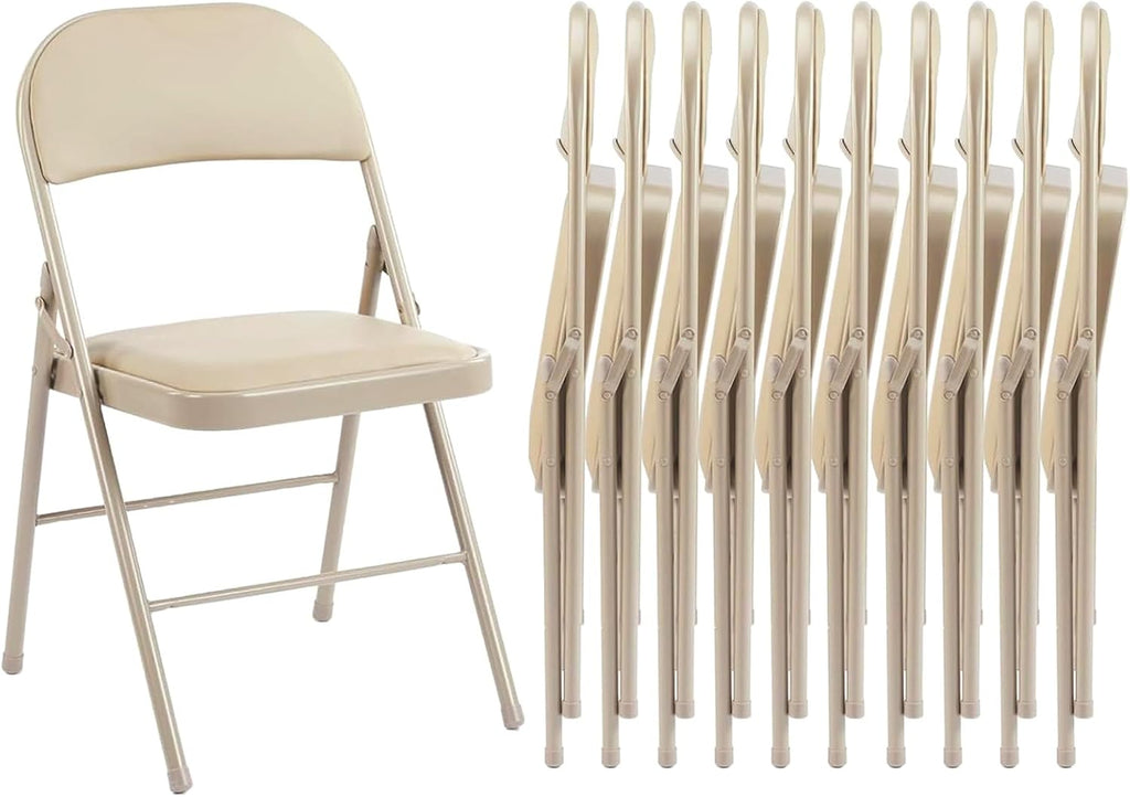 Sweetcrispy Folding Chair 12 Pack, Leather Padded Folding Chairs, Sturdy Metal Foldable Chairs wourant