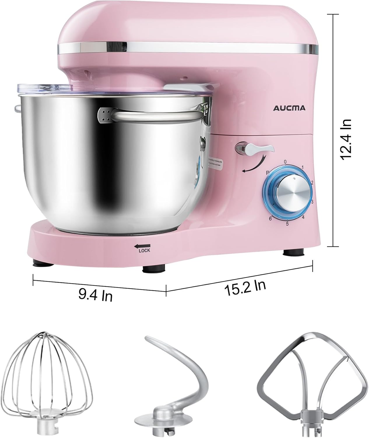 Aucma Stand Mixer,6.5-QT 660W 6-Speed Tilt-Head Food Mixer, Kitchen Electric Mixer with Dough Hook wourant