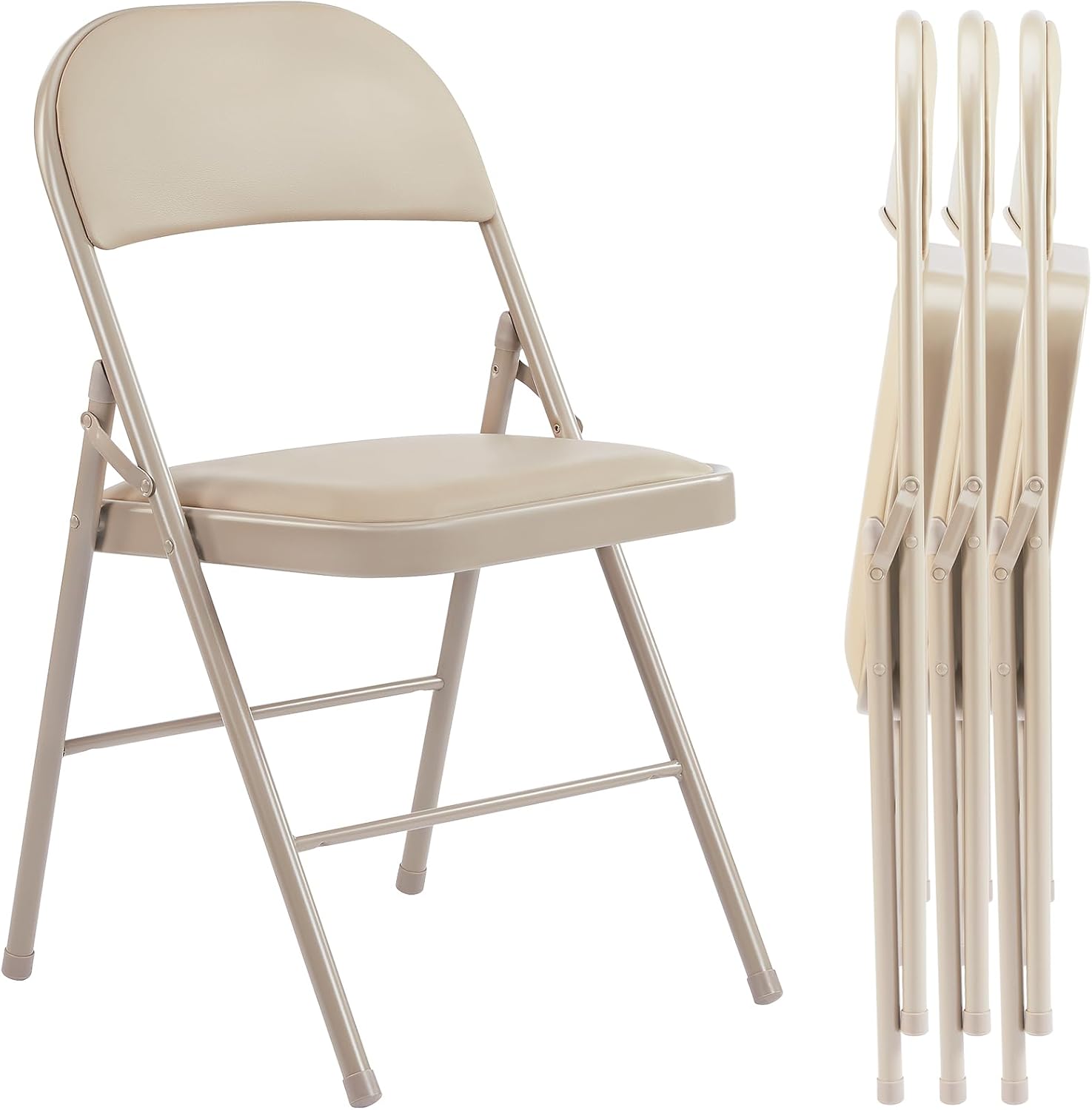DUMOS 2 Pack Leather Padded Folding Chair, Indoor Outdoor Portable Stackable Commercial Seat wourant