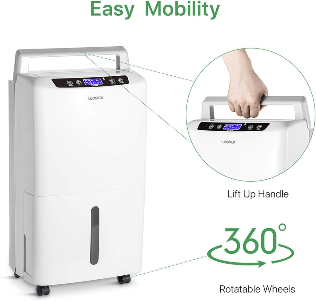 Waykar 2000 Sq. Ft Dehumidifier for Home and Basements, with Auto or Manual Drainage, 0.66 Gallon Water Tank Capacity wourant