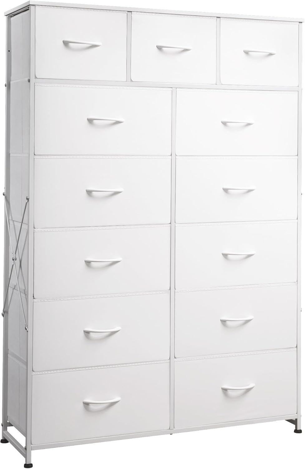 WLIVE Storage Organizer Unit with 13 Fabric Bins, Storage Drawers Organizer with Steel Frame, Tall Storage Tower Organizaton for Living Room, Hallway, Office, Charcoal Black wourant
