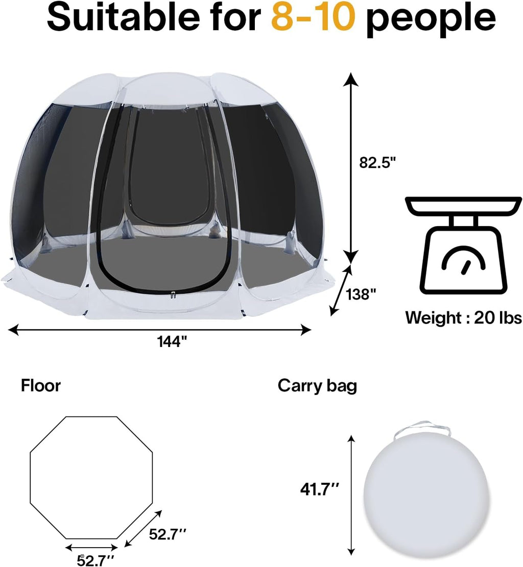 Screen gazebo, sleeps 6-10-15 people Igloo-style canopy tent with mosquito net on the sides Perfect for garden, patio, backyard wourant