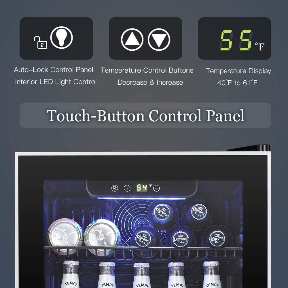 Antarctic Star Beverage Refrigerator Cooler 68 Can, Mini Fridge with Glass Door for Beer Drinks Wine,Freestanding Small Fridge with Electronic Temperature Control for Home and Bar,1.7 cu.ft wourant