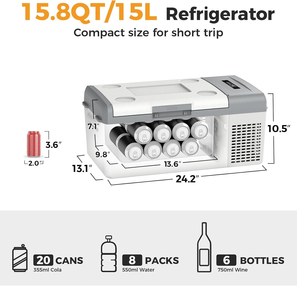 12V Refrigerator 21 Quart Portable Freezer 50 Hours Keep Cool,Electric Cooler for Vehicles Car Refrigerator 12V Portable Fridge for Car Camping Truck Van RV SUV Road Trip Travel RF20 wourant