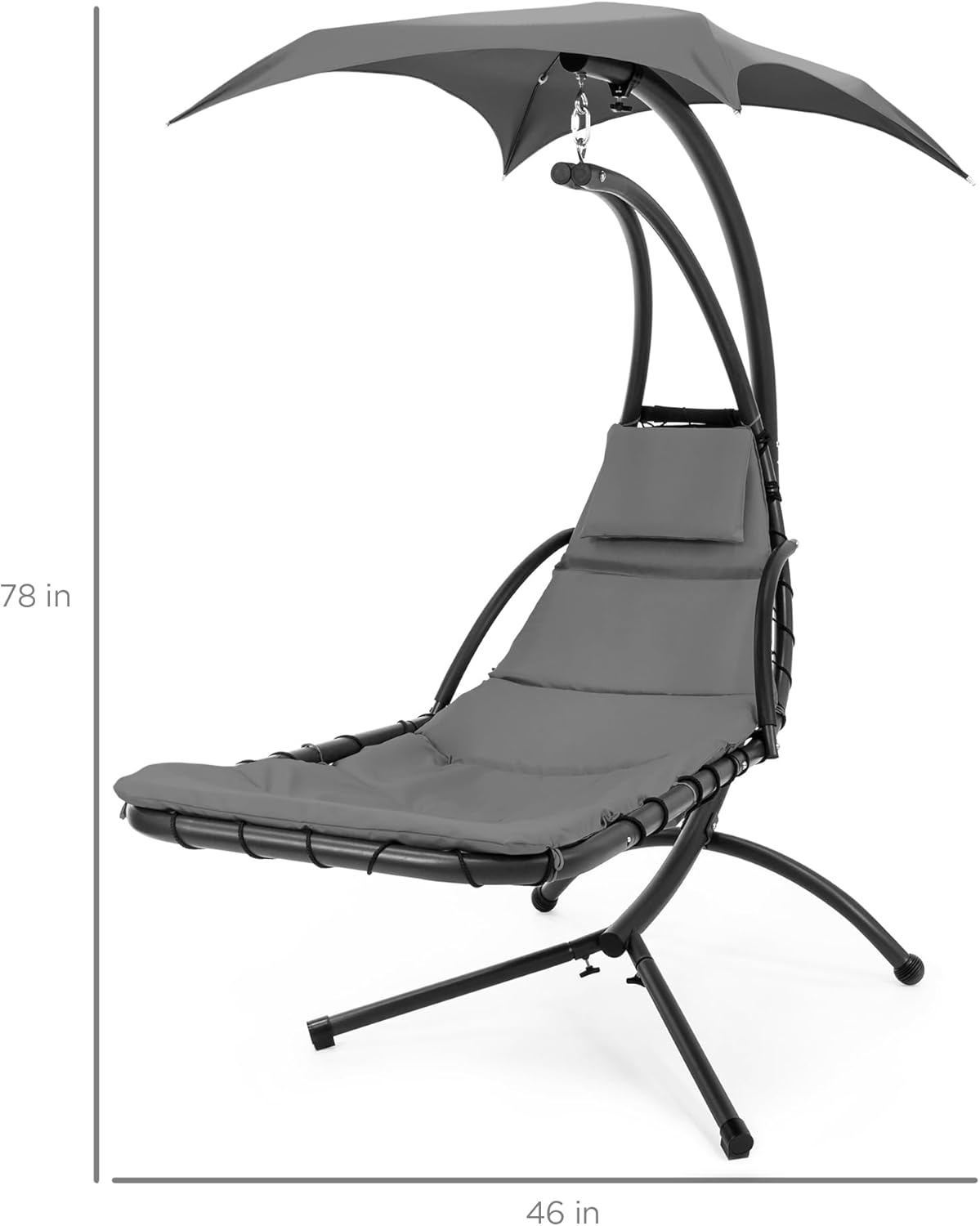 Best Choice Products Outdoor Hanging Curved Steel Chaise Lounge Chair Swing w/Built-in Pillow and Removable Canopy - Teal wourant