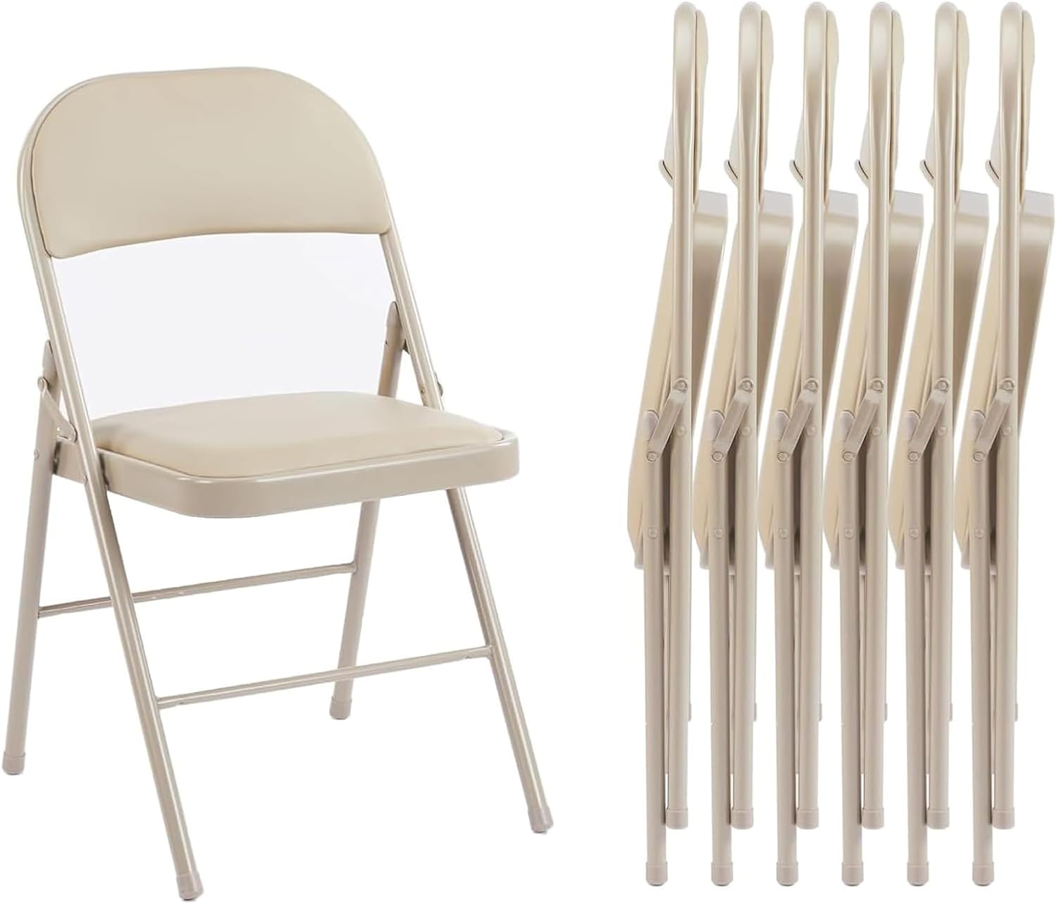 Sweetcrispy Folding Chair 12 Pack, Leather Padded Folding Chairs, Sturdy Metal Foldable Chairs wourant
