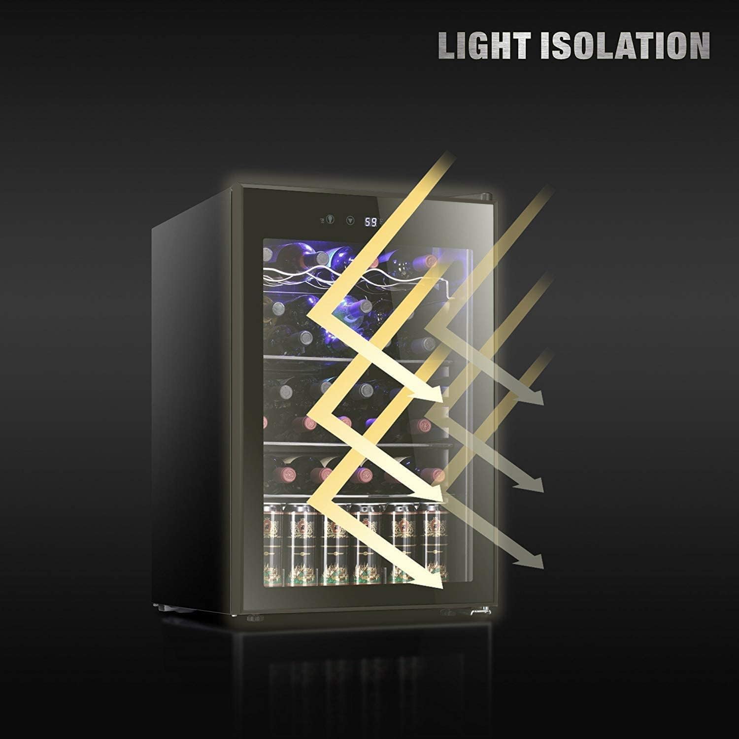 Antarctic Star 26 Bottle 130 Can Wine Cooler Cabinet Beverage Refrigerator Mini Wine Cellar wourant