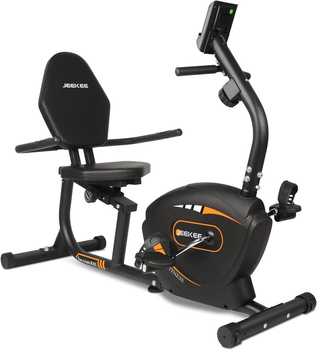 JEEKEE Recumbent Exercise Bike for Adults Seniors - Indoor Magnetic Cycling Fitness Equipment for Home Workout Black wourant