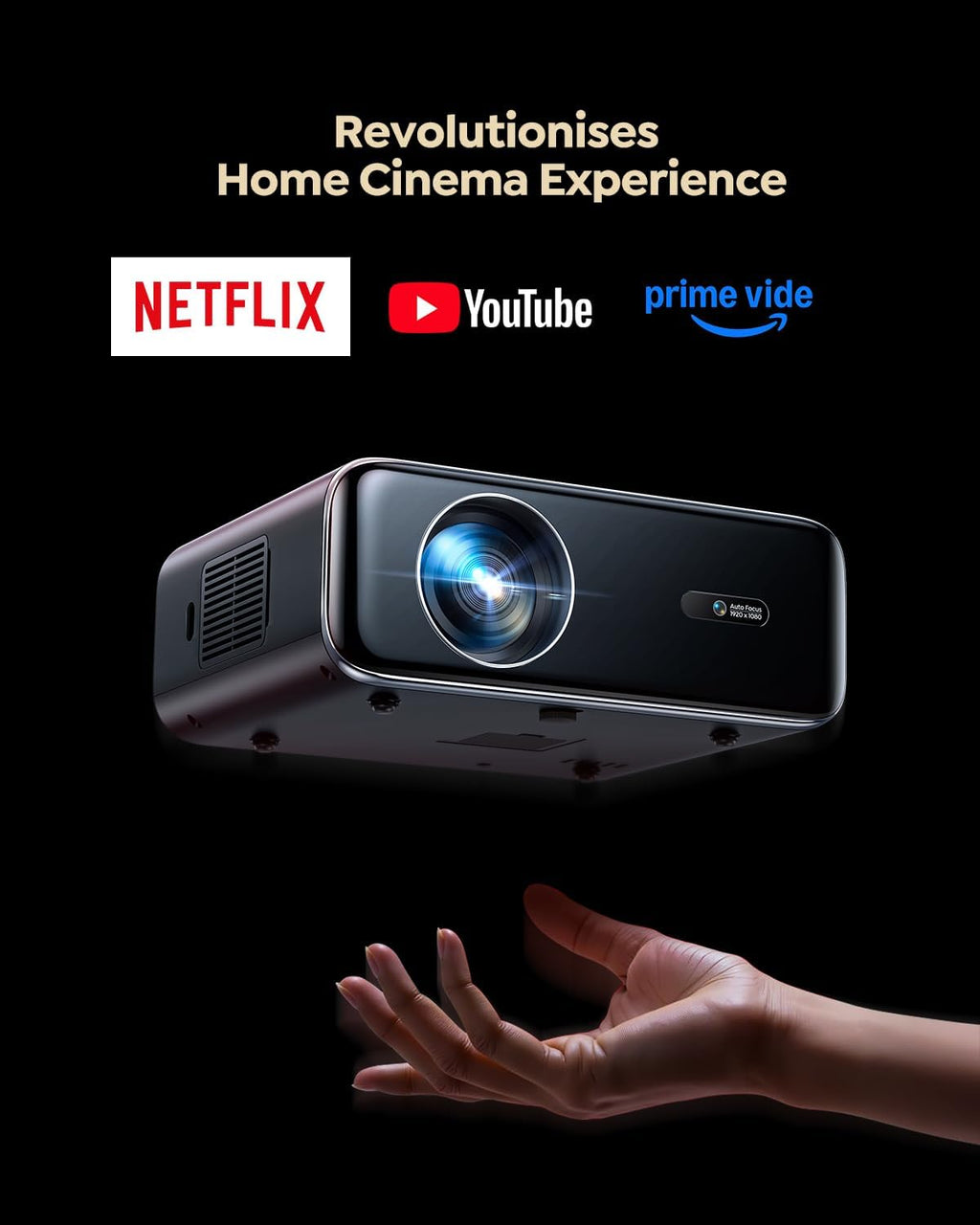 [Built-in Official Apps/4K Support] Smart Outdoor Projector with WiFi and Bluetooth wourant